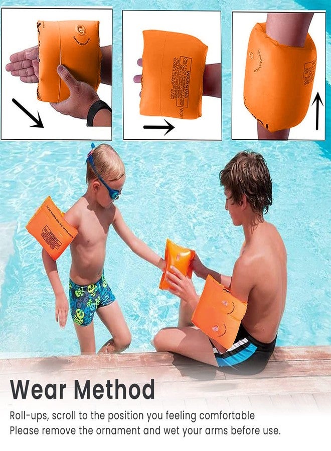 Proberos® Inflatable PVC Float Arm Sleeves Adult Kid Swimming Safe Float Dual Air Bag Design Arm Floats for Swimming Pool, 1 Pair, Orange - Image 5